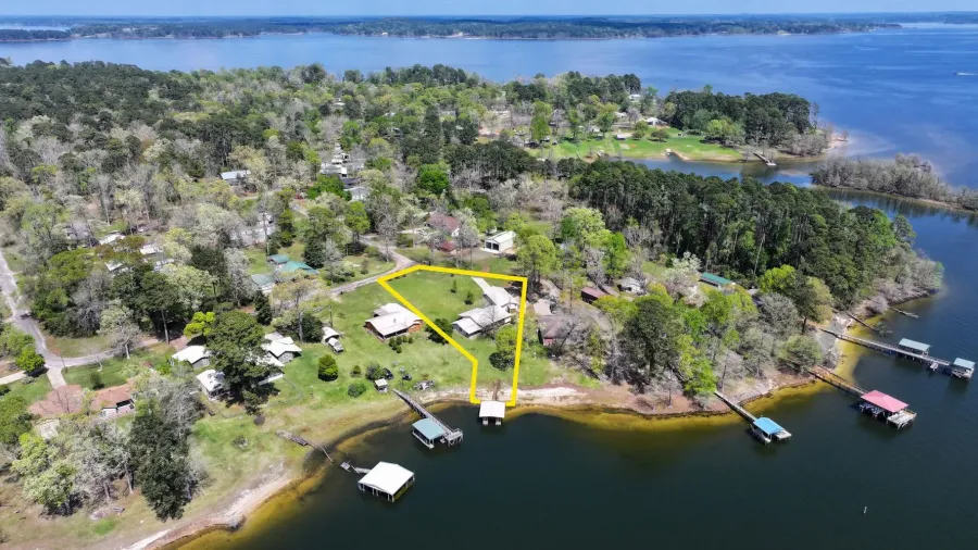 Aerial view of Toledo Bend Serenity with property lines drawn. Aerial view of Toledo Bend Serenity with property lines drawn.